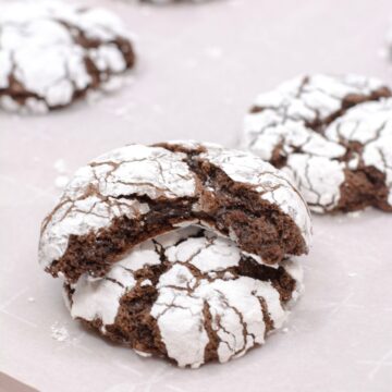 Two Chocolate Crinkle Cookies stacked