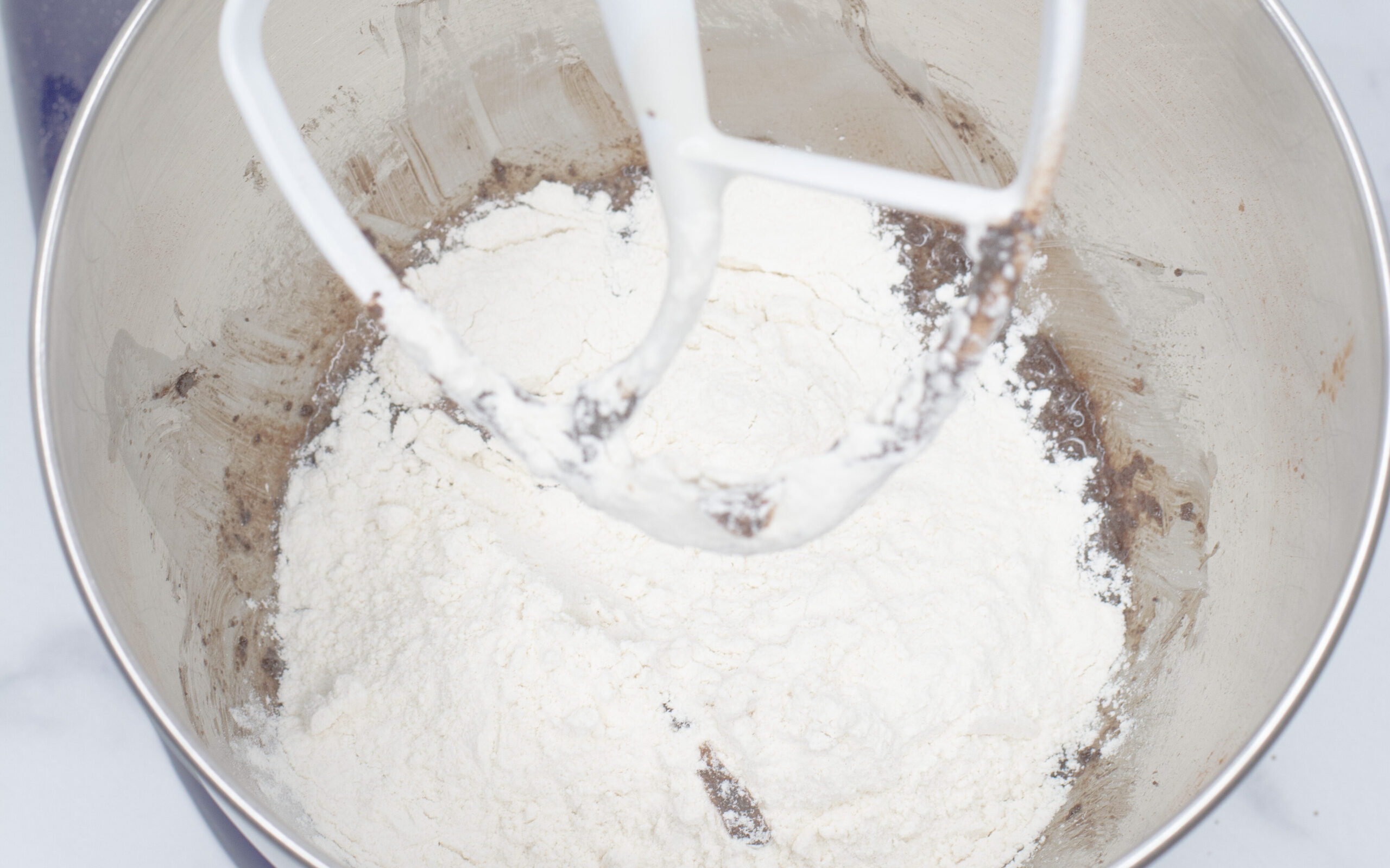Dry recipe ingredients in a large bowl.