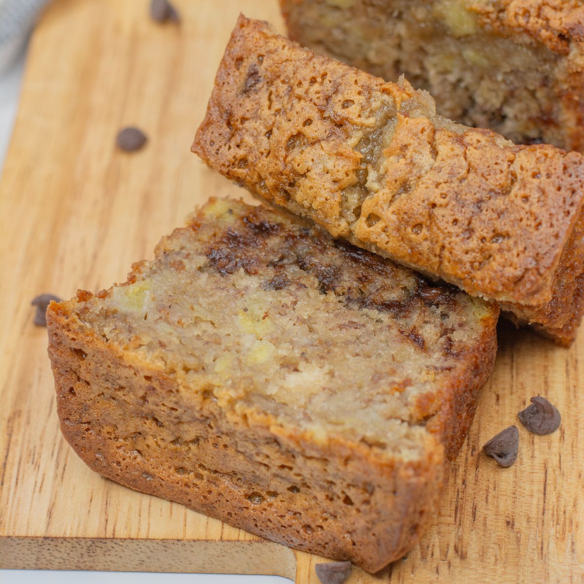 Close up shot of slice of Single Serve Banana Bread