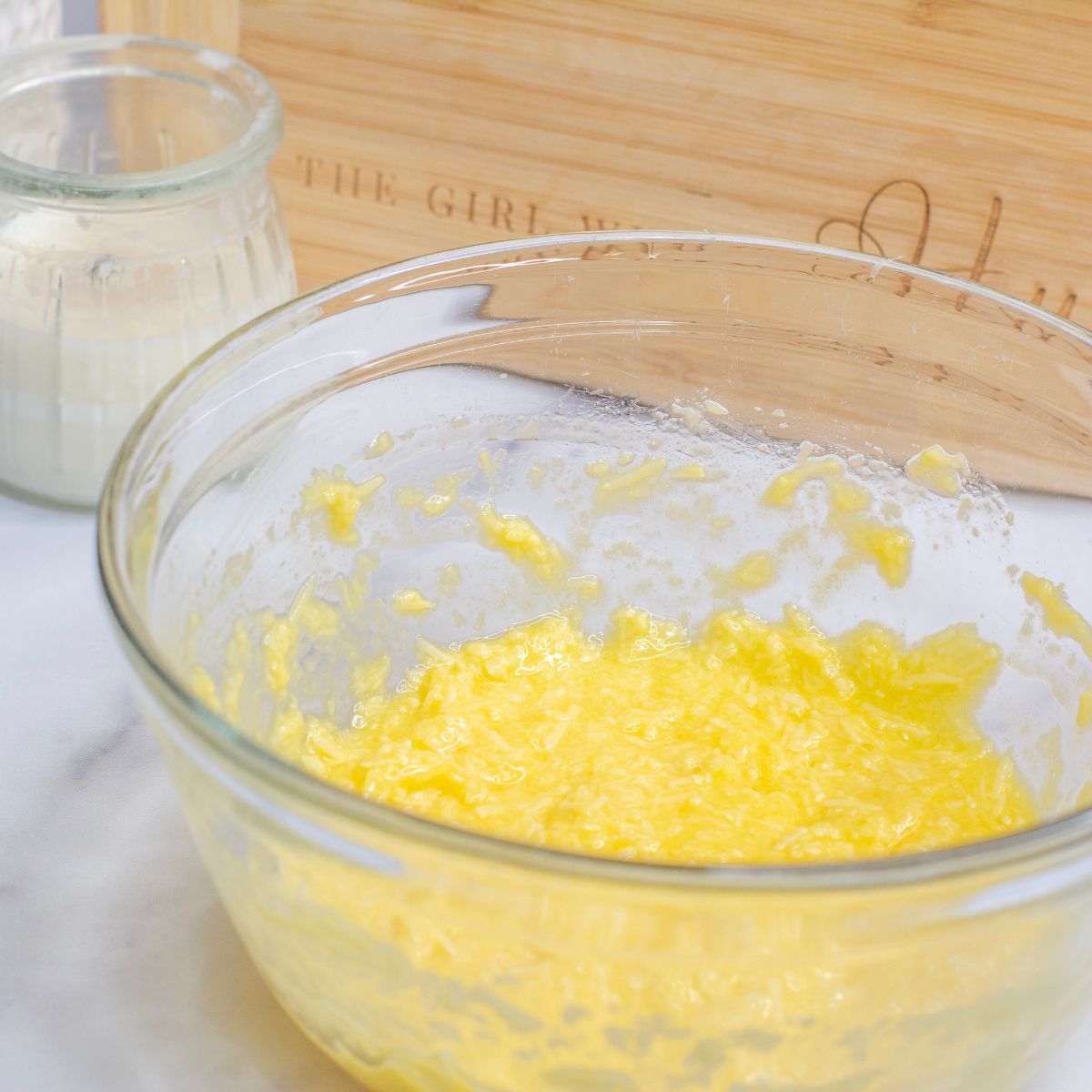 egg mixture with cheeses for traditional carbonara recipe