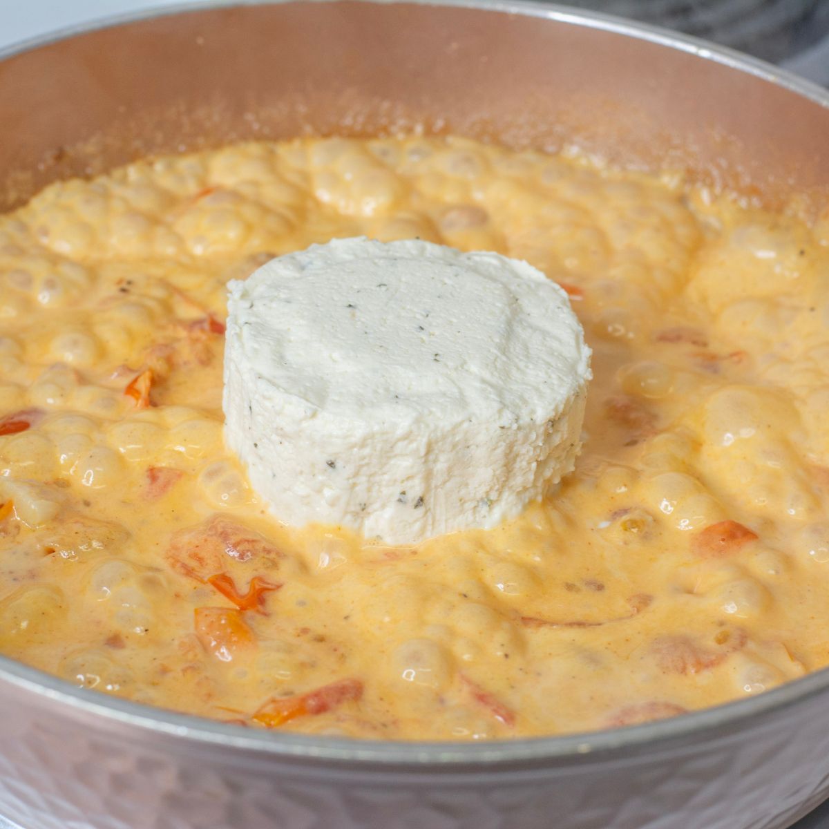 Boursin cheese in the pasta sauce