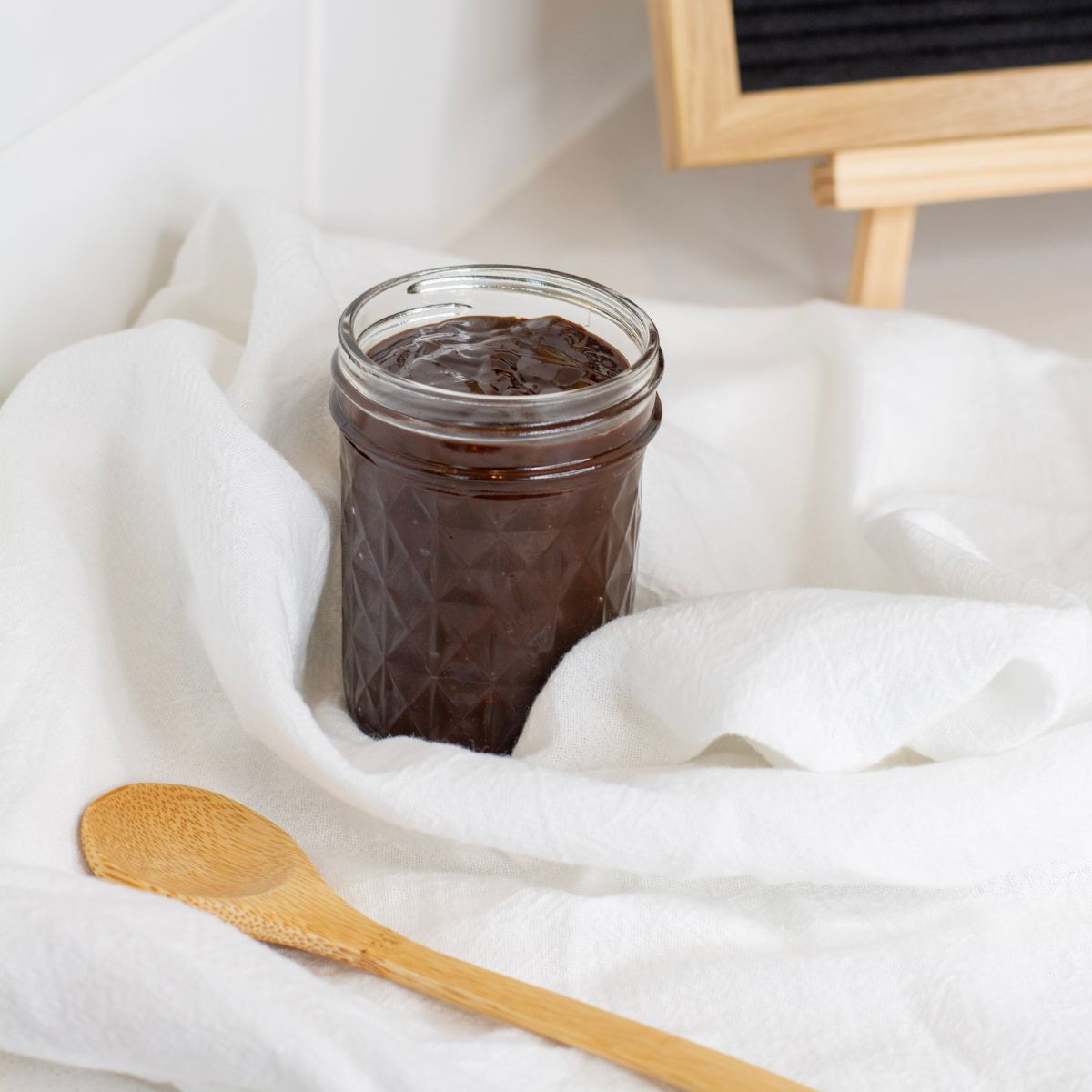 homemade hot fudge in a jar