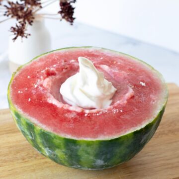 Watermelon ice cream in the watermelon rind