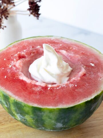 Watermelon ice cream in the watermelon rind