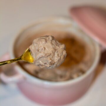 Golden spoon full of chocolate banana nice cream