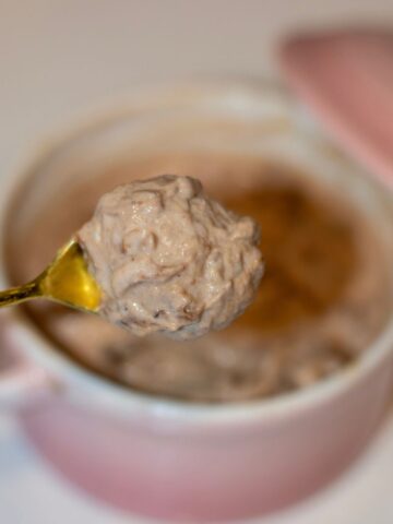 Golden spoon full of chocolate banana nice cream